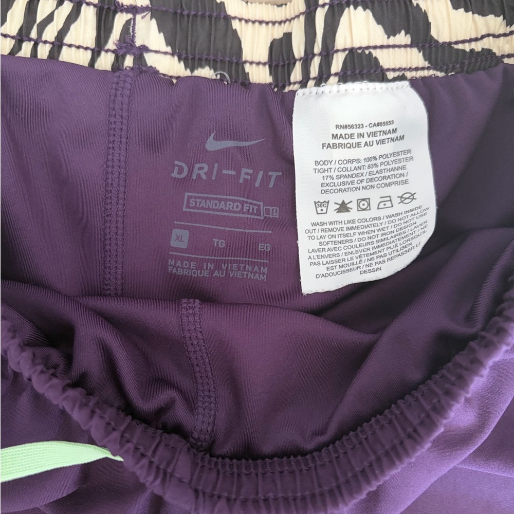 Nike Dri-FIT Zebra Print Running Shorts Purple Green Lined XS - Picture 5 of 5